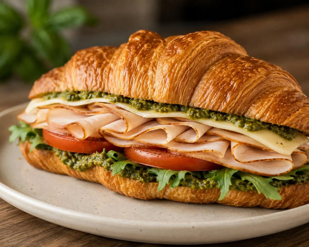Croissant (Toast Bread) Turkey Pesto Sandwich